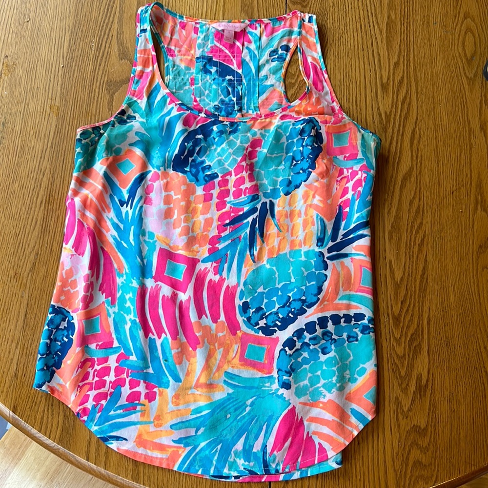 Lilly Pulitzer silk pineapple tank
